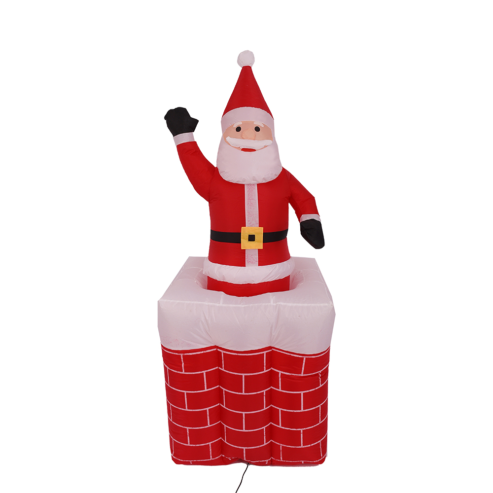 160cm Tall Christmas inflatable santa in chimney （function：up and down）（led lights）