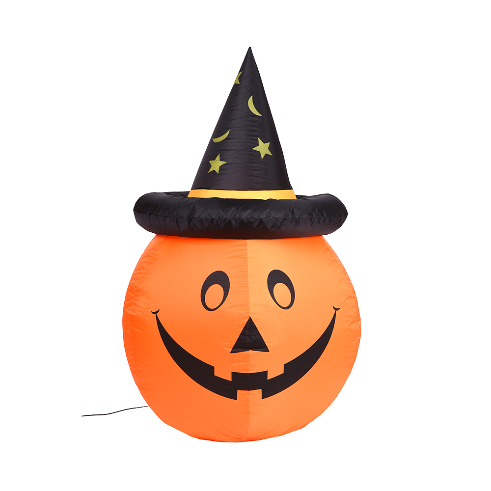 120cm Halloween inflatable  wizard hat pumpkin outdoor decoration （built-in led）