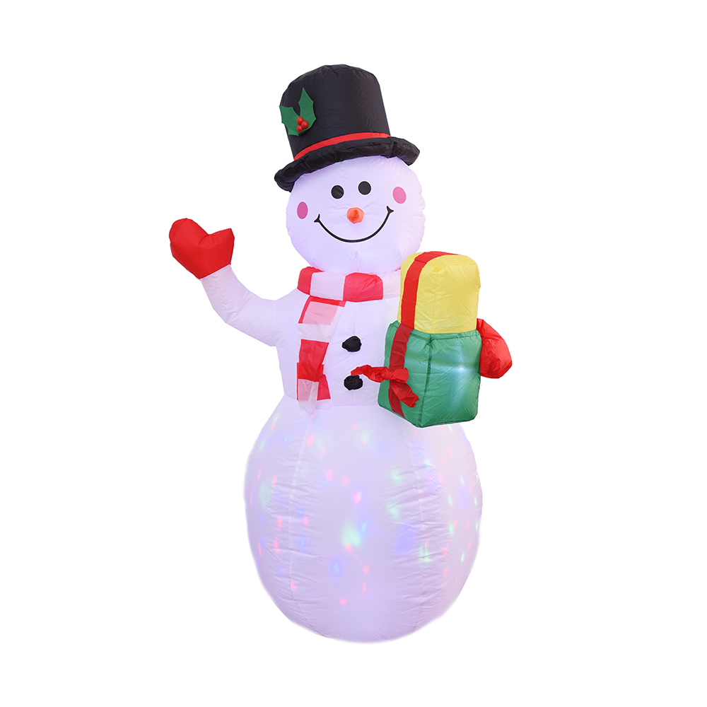 150cm Christmas inflatable  snowman with presents outdoor（colorful rotation led lights）