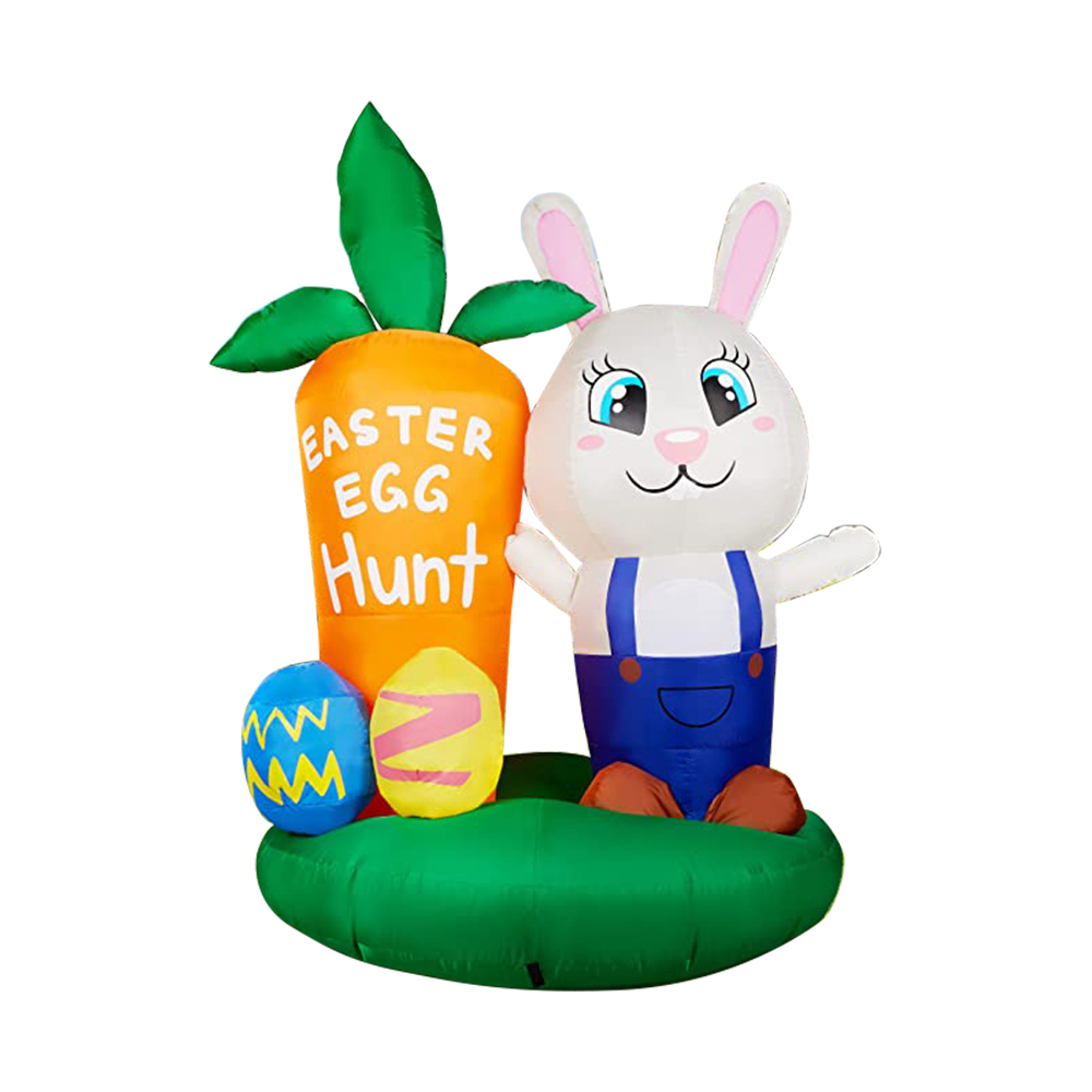 6 Foot easter inflatable bunny stand with carrot outdoor decorations（led included）