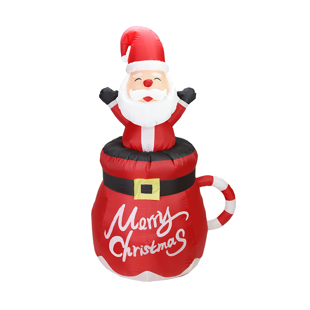 180cm Christmas inflatable santa claus in mug outdoor decoration（built-in led）