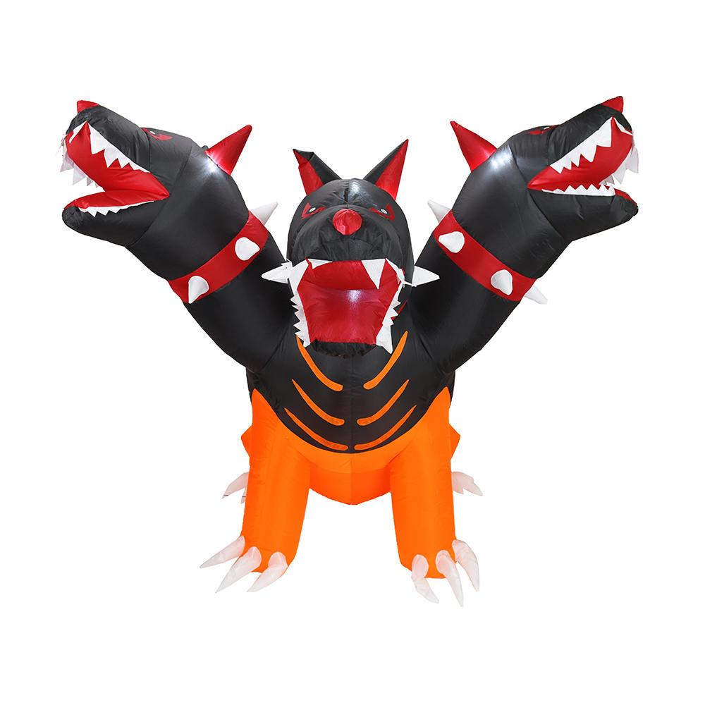 165cm Halloween inflatable three heads hellhound outdoor decoration（built-in led）