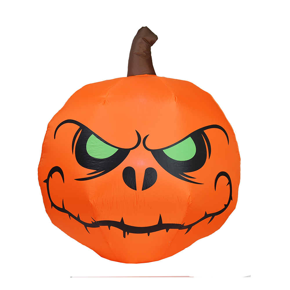 120cm Halloween inflatable green eye pumpkin outdoor decoration （built-in led）