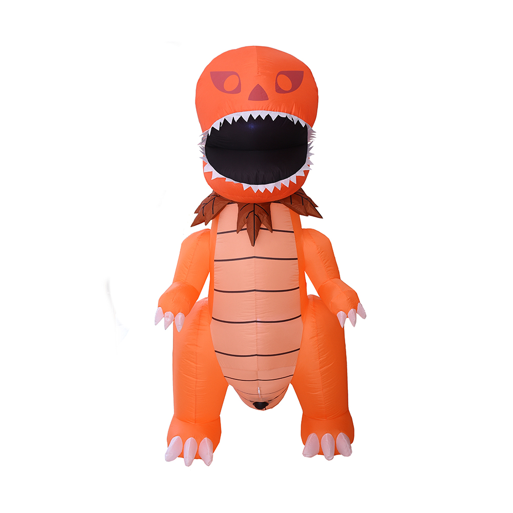 240cm Halloween inflatable pumpkin head dinosaur outdoor decoration （built-in led）