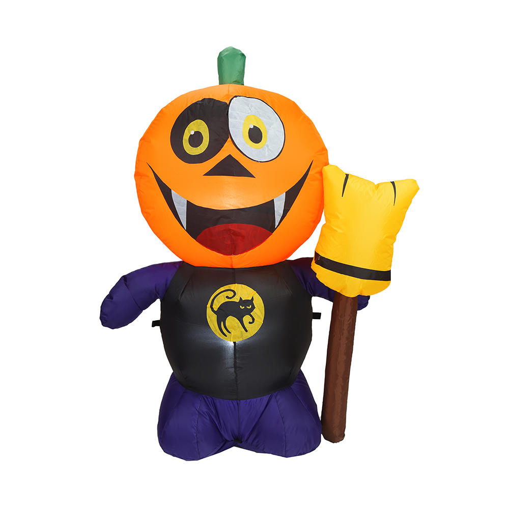 120cm Halloween inflatable pumpkin ghost with broom inflatable（built-in led）