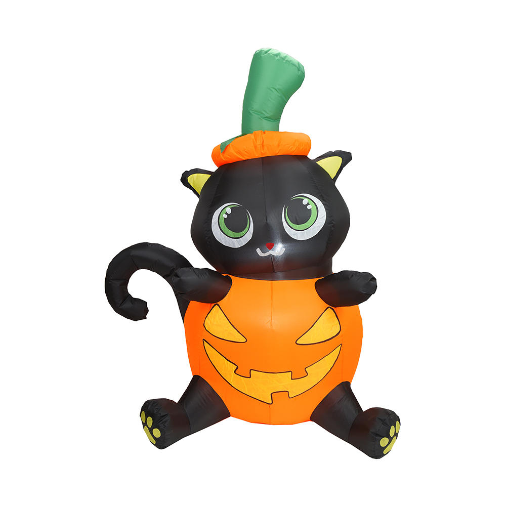 150cm Halloween inflatable sitting pumpkin cat inflatable（built-in led）